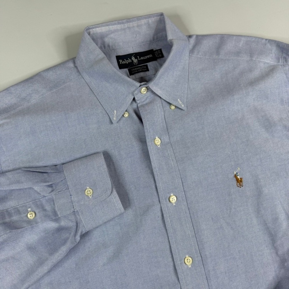 Polo Ralph Lauren Oxford Button Down Mens Large 16.5 Blue Flesh Yarmouth Shirt